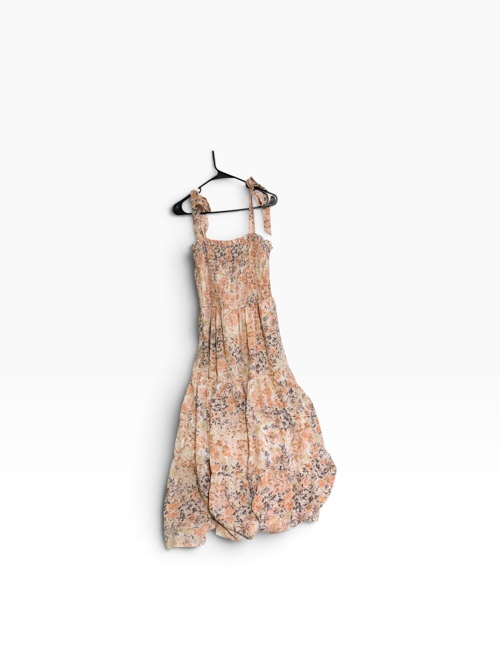 Evelyn Blue Floral Smocked Tie-Strap Maxi Dress